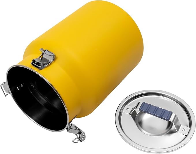 12L Stainless Steel Rice Storage Container with Airtight Lid&Handle, Yellow | Secure 3-Buckle Locking Lid, Portable Handle and Wide Opening, Stores Rice, Flour, Pet Food, Tea, Oil, Milk, Grains