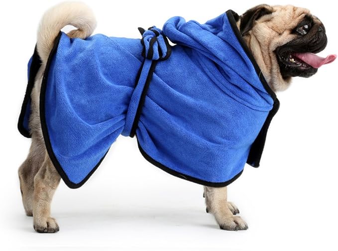 NACOCO Dog Bathrobe Towel Microfiber Pet Drying Moisture Absorbing Towels Coat for Dog and Cat (XL, Blue)