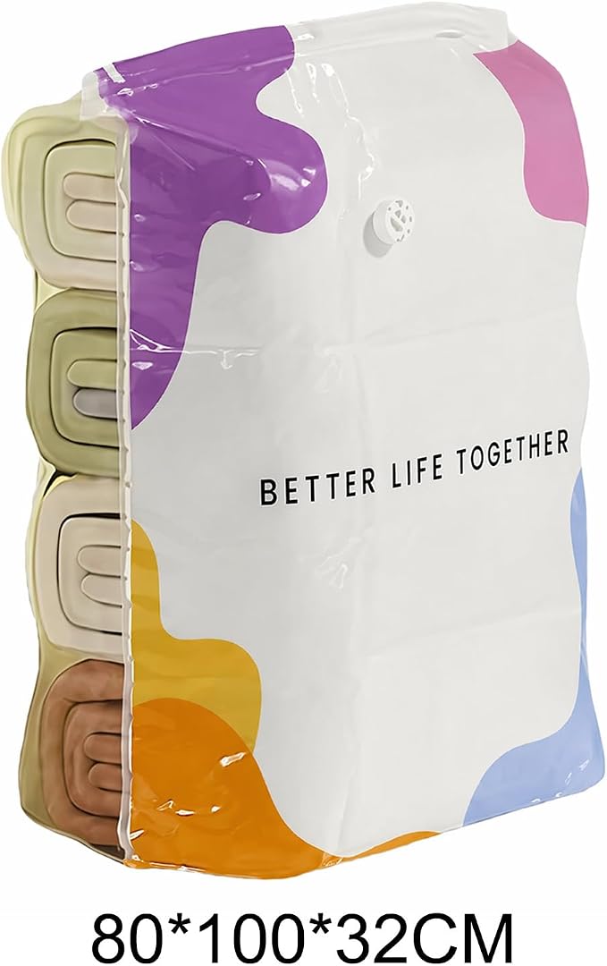 2PCS Vacuum Storage Bags No Pump Or Air Extractor Compression Bag Sealer Clothing Organizer Spaces Saver for Blanket Comforters Pillow Clothes (XL) (2PCS XL)