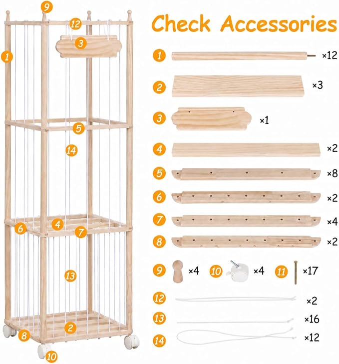 TANONE Stuffed Animal Storage with Wheels - Large Stuffy Storage for Kids | Wooden Stuffed Animal Organizer with Separate Sections for Large and Small Plush - Zoo Hodler Tower for Playroom and Nursery