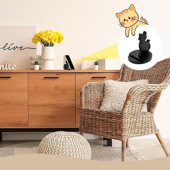 NBEADS Cell Phone Tablet Wooden Stand, Animal Phone Holder Cat Decorative Smartphone Desk Holder with Non-Slip for Various Models of Mobile Phones and Tablets, Black