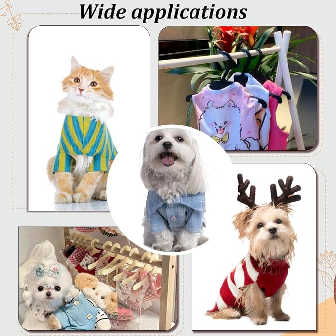 NBEADS 20Pcs 2 Styles Pet Apparel Hangers, Mini Clothes Hanger Plastic Pet Dog Clothes Hangers Costume Rack pet Clothes Hanger for Dog Cats Clothing Closet, Black