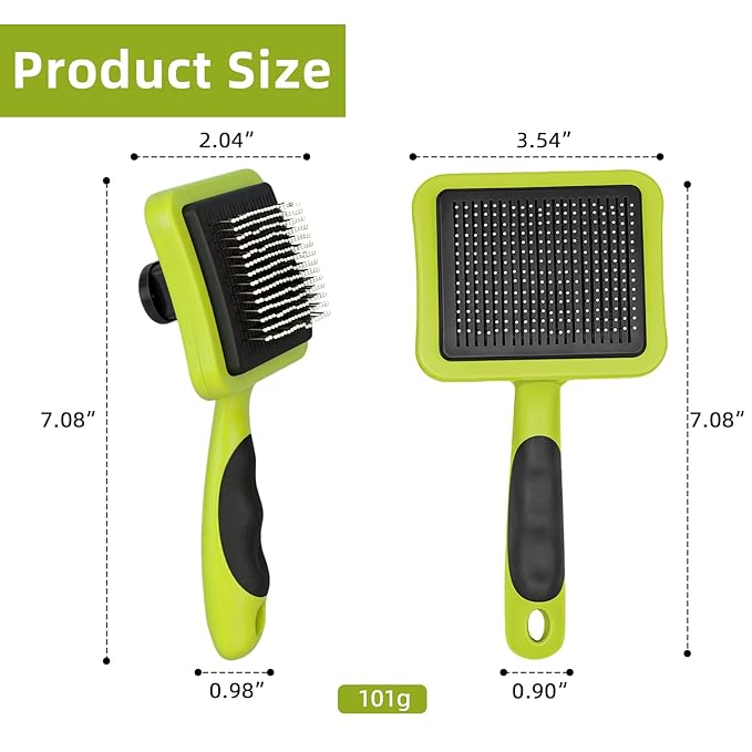 Green Self Cleaning Slicker Brush for Dogs&Cats Skin-Friendly Pet Brush for Shedding&Deshedding Pet Grooming Tool for Long&Short Haired Pets Gentle Remove Loose Hair Knots Tangles