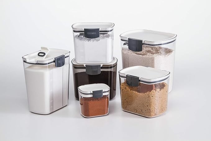 ProKeeper 1 Quart Airtight Powdered Sugar Storage Container – Grey, BPA-Free Plastic | Includes a Dusting and Measuring Spoon and Leveling Bar, Holds Up To 1lb Bag of Powdered Sugar, BPA-Free and Dishwasher Safe
