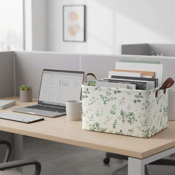 Sage Green Storage Basket Waterproof Canvas Toy Storage Bin Home Decor Collapsible Outdoor Basket with Leather Handles Sage Green Blanket Baskets For Closets,Bedrooms,Gifts Baskets