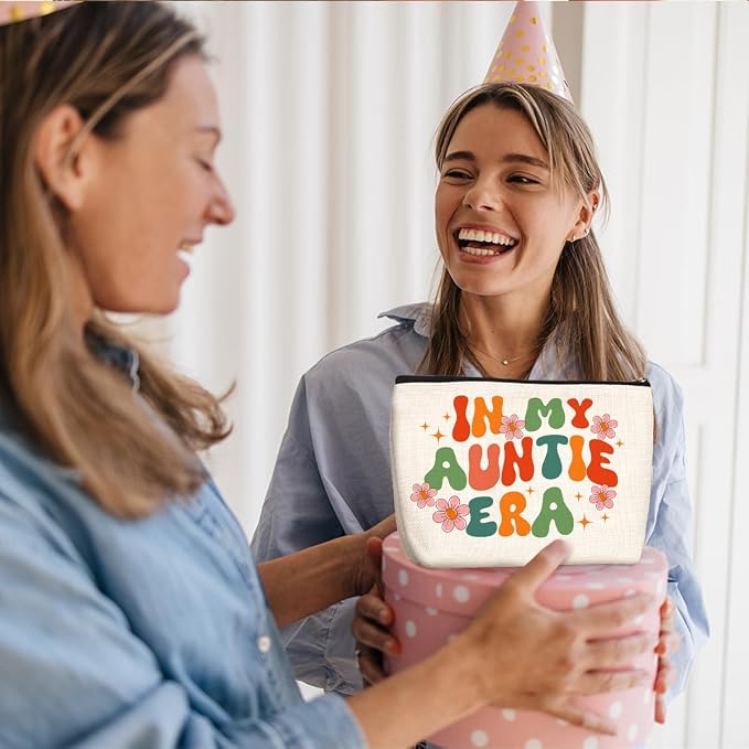 Wenboco Funny Aunt Cosmetic Bag, Best Auntie Ever Makeup Bag | Toiletry Bags for Pregnancy Announcement, Appreciation Gift for Women on Mother's Day, Christmas, Birthday