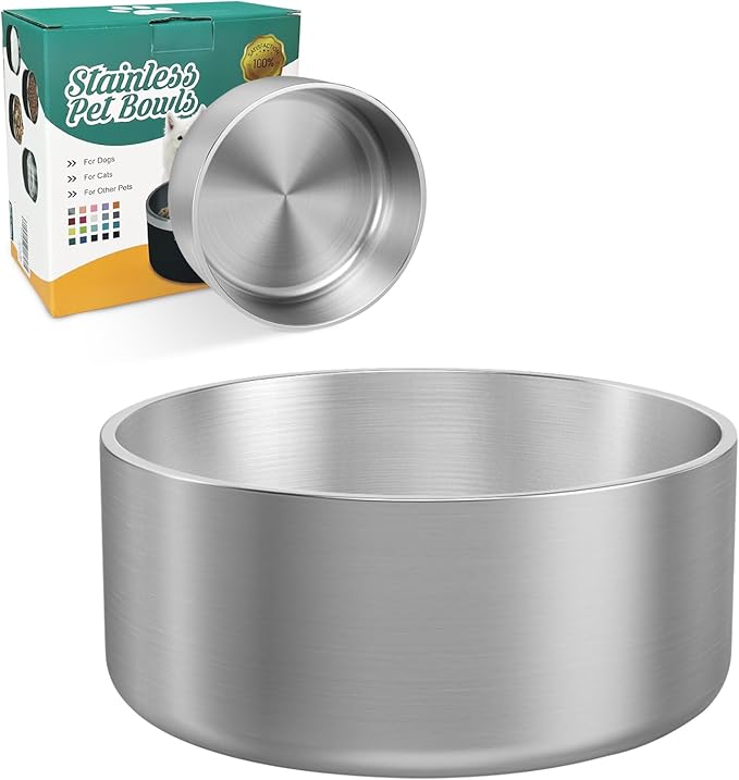 LIANLAI Stainless Steel Dog Bowls, Rust-Resistant Pet Bowls, Non Slip Dog Water Bowl, Versatile Feeding Bowls(64 oz