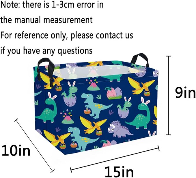 Rectangular Easter Dinosaur Basket,Dinosaur Easter Baskets for Boys, Kids Storage Basket Organizer for Boys,Room Decor ,Clothers,Toys Box,Books,Kid's Gifts Storage.(Easter Dinosaur)