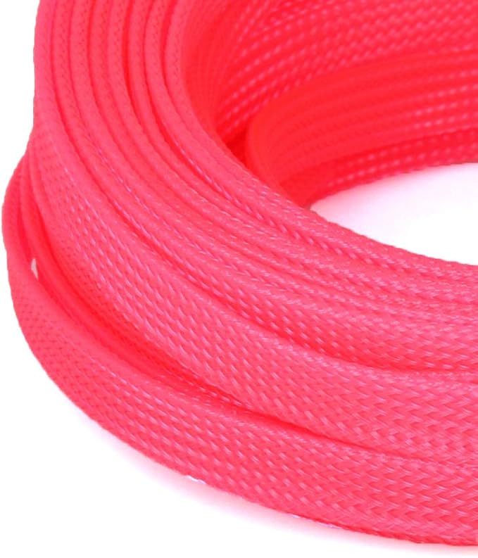 Heyiarbeit 10m/32.8ft PET Expandable Braid Cable Sleeving Flexible Wire Mesh Sleeve Pink 10mm