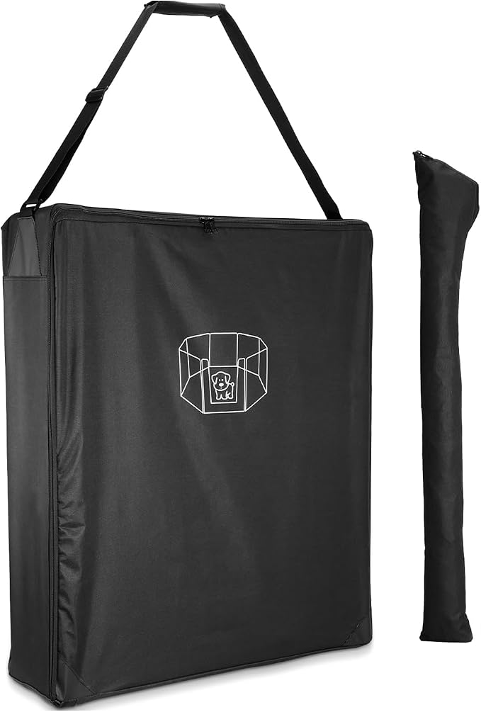 Dog Playpen Storage Bag, 28.3" L×7.9" W×32.6" H, Fits 8 Panels and 9 Stakes | Heavy-Duty Dog Travel Playpen Bag, Outdoor Dog Fence Bag for Camping, Dog Playpen Accessories