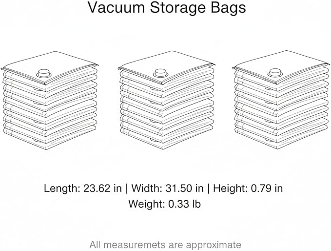 Clear Vacuum Storage Bags with Valve, Reusable Compression Saver for Bedding & Clothes, Space Saving Organizer (1 Pack)