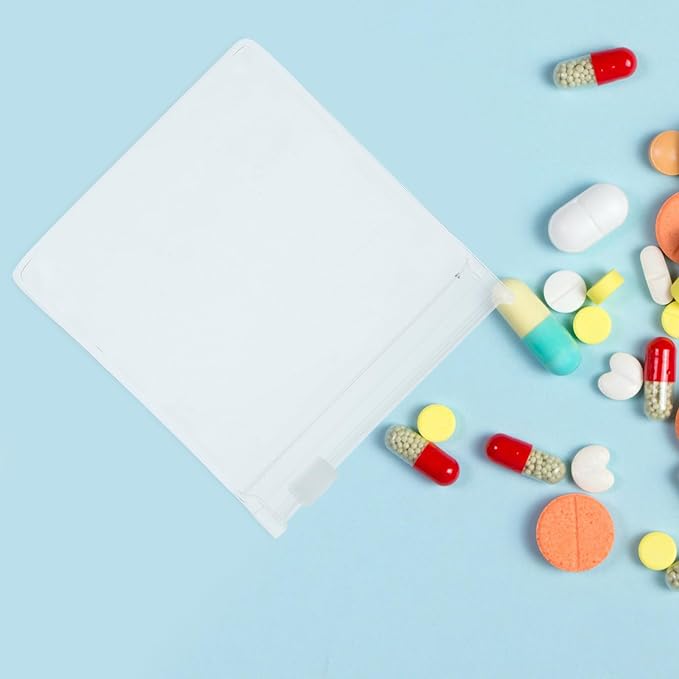 TEHAUX 24pcs Mini Eva Zipper Sealing Pills Bags Small Travel Medicine Pouches Portable Pill Organizer for Daily Medication and Pet Medicine Storage