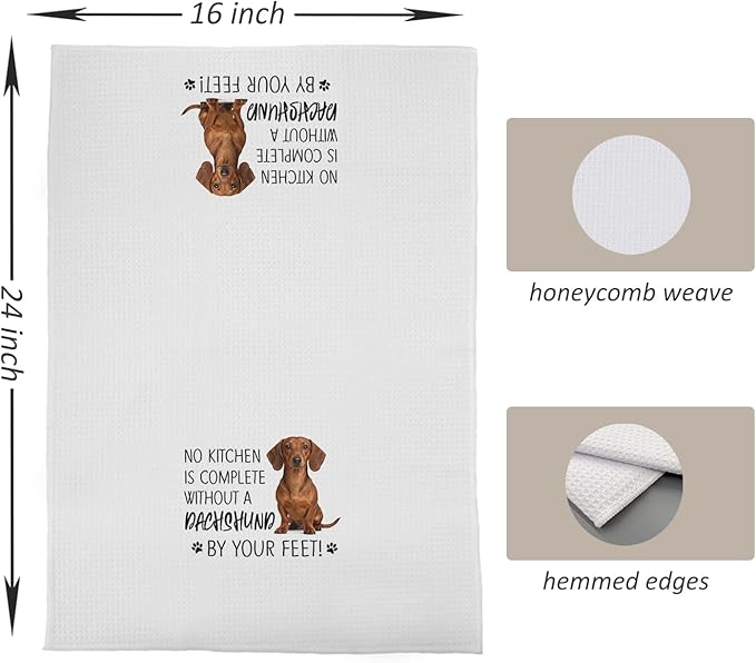 Dachshund Dog Kitchen Towels Set - Dachshund Gifts for Dogs Lovers Women, Dog Hand Towels Dish Towels Decor, 16x24 Inch,Set of 2