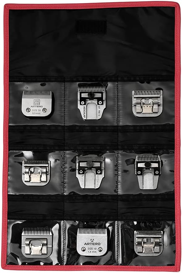 ARTERO Pink Organizer – Multi-Compartment Storage for Regular & Wide Clipper Blades | 9 Secure Slots with Safety Tab | Travel-Ready Tool Holder for Groomers