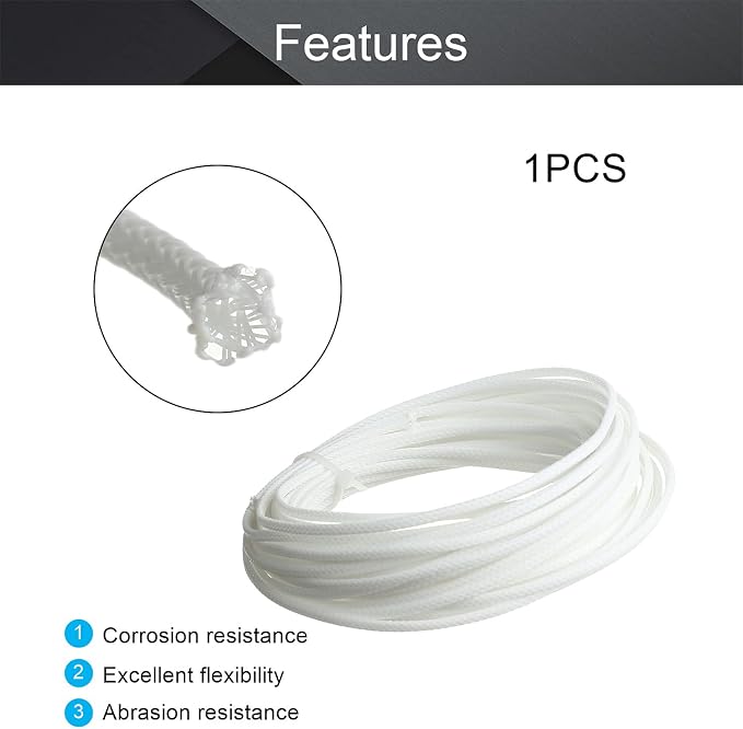 Heyiarbeit 10m/32.8ft PET Expandable Braid Cable Sleeving Flexible Wire Mesh Sleeve White 3mm