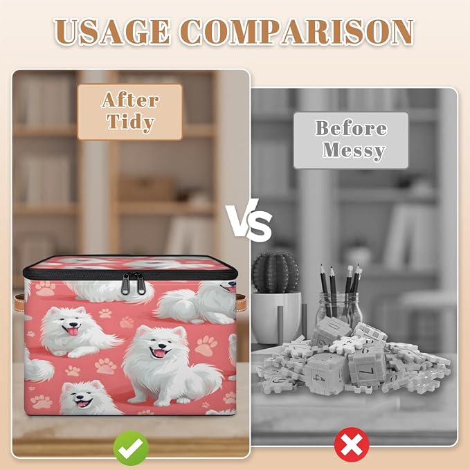 Dogs Storage Box with Zipper Lid