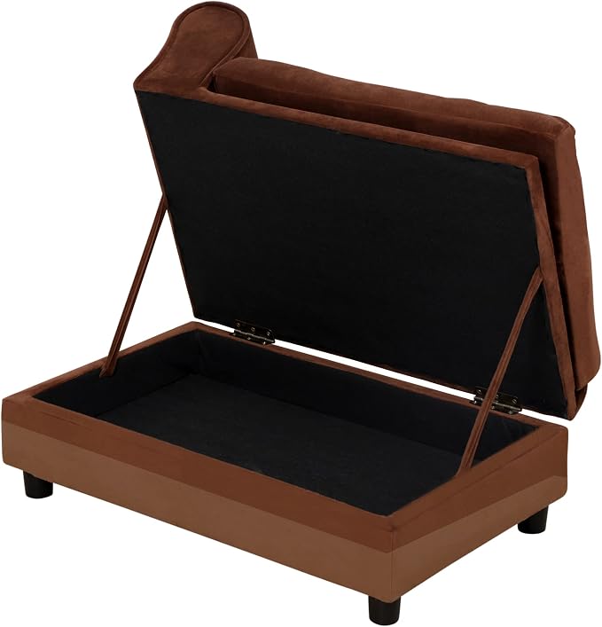 PawHut Luxury Fancy Dog Couch with Hidden Storage, Small Dog Sofa Bed with 2" Soft Foam, Modern Pet Furniture for Puppies & Little Breeds, Brown | Small Dog Sofa Bed with 2" Soft Foam, Modern Pet Furniture for Little Breeds