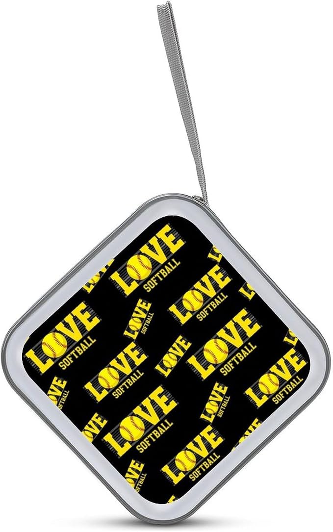 Heavy-Duty DVD Holder Binder Love Sports Softball, 40-Disc Capacity Hard Plastic Case, Portable Storage Wallet for Music Movies