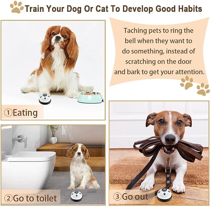 2 Pack Dog Door Bells, Dog Doorbell to go Outside Puppy Train Bell for Dogs to Ring to go Potty, Puppy Toilet Training Bell Jingle Bells for Door Knob (White)