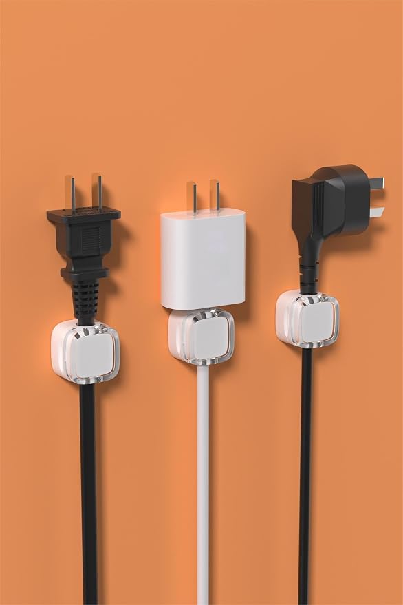 6 Pack Magnetic Cord Organizer & Cable Clips - Adjustable Under Desk Cable Management, Adhesive Wire Holder for Home, Office, Phone, Car, Wall, and Nightstand (White)
