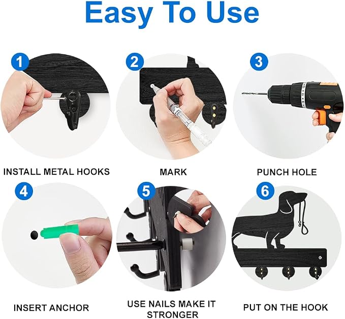 MAYJOYDIY Horse Coat Hooks Wall Mounted 11.8×7.9inch Running Horse Key Holder for Wall Wood Key Rack Hanger with 5 Alloy Hooks for Wall Art Decor Entryway Front Door Gift