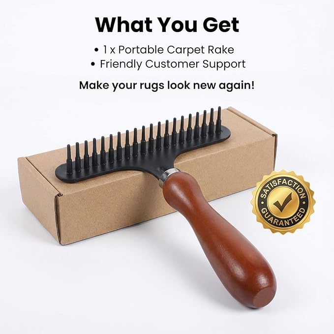 Portable Carpet Rake Hand Held Carpet Rake for Restoration Matted & Shag Rug Groomer and Hair Cleaner Suitable for Carpets Making Carpets Fluffy Again (5.6 x 4.3 inches 1 Piece)