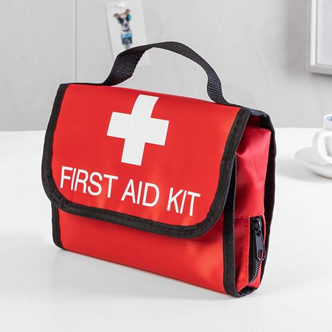First Aid Bag First Aid Kit Empty Medical Storage Bag Red Trauma Bag for Emergency First Aid Kits Car Workshop Cycling Outdoors (Red Folding)