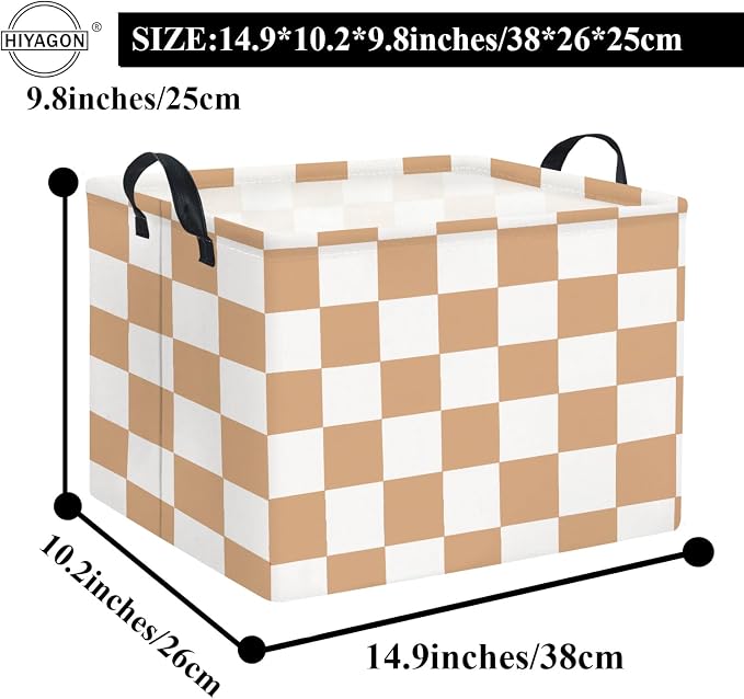 Rectangular Baby Girl Basket Fabric Storage Basket Storage Bin Organizer Box Room Decor(Brown Checkered)