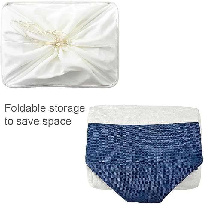 Organization and Storage Basket for Shelves - Jumbo 3 Pack 20x16x14 inch Collapsible Storage Bins for Organizing, Canves Storage Cubes for Gift Organizer Toys Closet (White & Jean Blue)