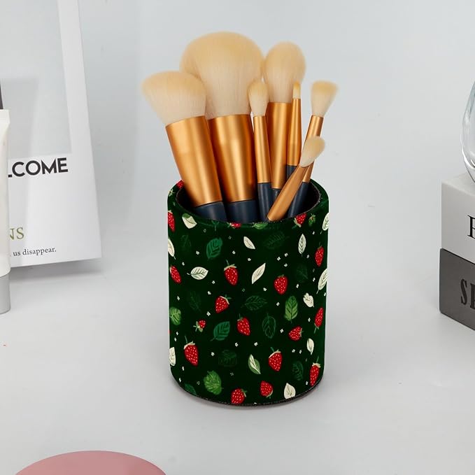 Strawberry Pen Holder, Pencil Cup Marker Brush Holder Desk Storage Case, Desktop Organizer for School Office Home Supplies