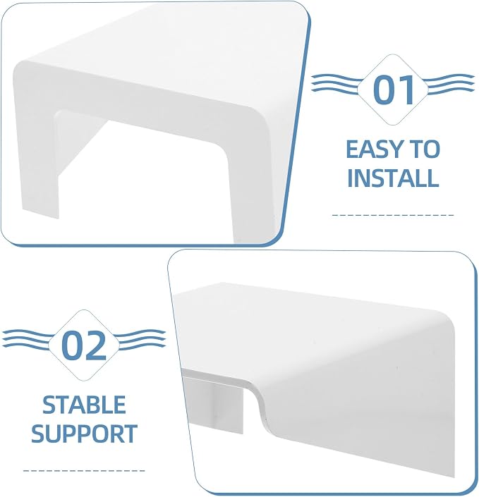 Totority 2pcs Wall Mounted Shelf Organizer for Security Camera and Router, White Floating Storage Rack with Adhesive, Monitor Holder Suitable for Home Décor and Office Use