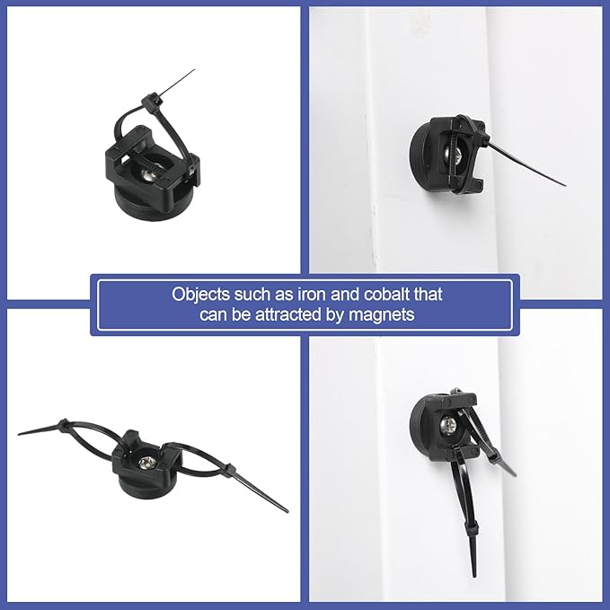 Yookeer 15 Pcs Magnetic Zip Tie Mount Cable Clips Black,22 Mm | Multipurpose Cable Clips Wire holder for Electrical Wiring, Magnet Base for Metal Surfaces, Without Drilling, Reusable