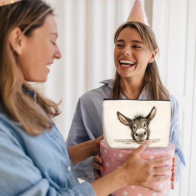 Cartoon Donkey Makeup Bag, Donkey Gifts Cosmetic Bags Travel Organizer Bag