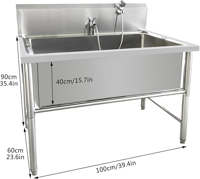 Stainless Steel Dog Washing Station,Professional Bathing Station,Pet Grooming Tub,Dog Bathtub for Home,Pet Wash Station,Dog Grooming Tub for Home, for Large,Medium & Small Pets,100cm/39in