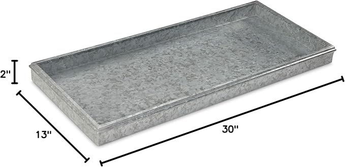 Good Directions Medium Boot Tray, Double Circles Multi-Purpose All Weather Decorative Boot Tray, Shoes, Plants, Garage, Patio Door, Pet Bowls, 30 inch Entry Indoor Shoe Tray, Galvanized Gray