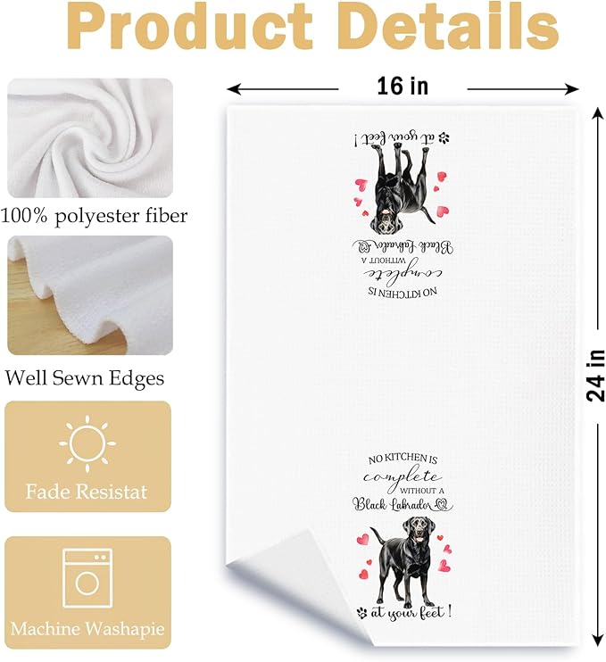 Black Labrador Retriever Gifts Kitchen Towels, Black Lab Gifts for Women Men, Gift for Labrador Dog Lovers Decorative Dish Tea Hand Towels for Kitchen, 16x24 Inch