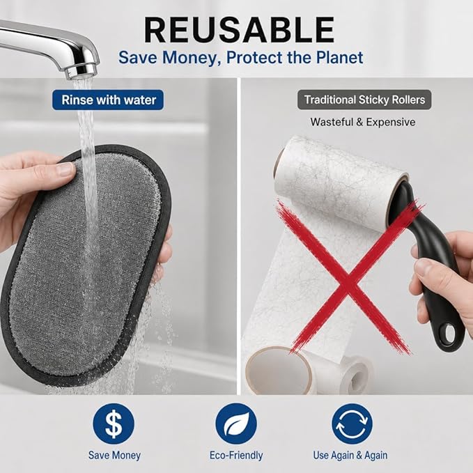 Pet Hair Removal Glove for Cats and Dogs - Electrostatic Pet Hair Remover Gloves, Reusable Magic Brush Tool for Couch, Furniture, Car & Laundry (1 PCS)