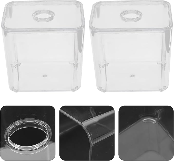 Levemolo 2pcs Cotton Swab Holder and Cotton Pads Organizer with Flat Lid Design, Pet Material, Stackable Cosmetic Storage Boxes for Convenient and Space-saving Use at Home and Kitchens