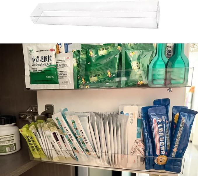 2 Pack Medicine Organizer Adhesive Cabinet Door Organizer Acrylic Inside Cabinet Medicine Container Pill Bottles Holder Display Rack for Medicine Bottles Oval Pharmacy Bottles Sealed Vials