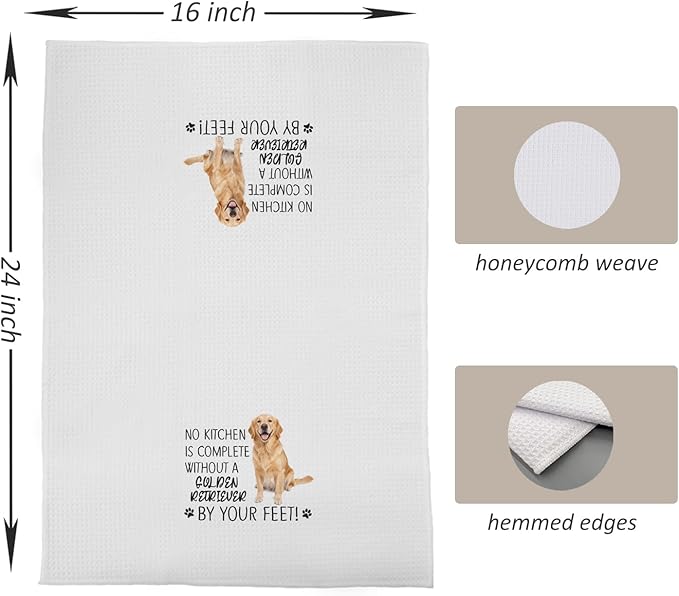 Golden Retriever Kitchen Towels Decor - Golden Retriever Gifts for Dog Lovers Women, No Kitchen is Complete Without These 16x24 Hand & Dish Towels