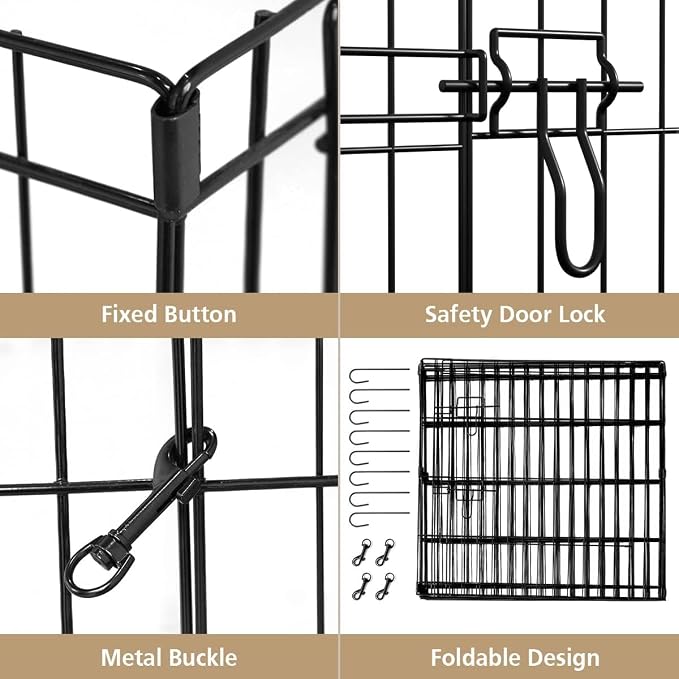 Artmalle Dog Playpen 36" H, 8 Panel 24" W Pen with Door & 600D Oxford Pad | 8*24"x 36"H rustproof metal panels with door and durable 600D Oxford Octagonal bottom pad for indoor, outdoor and RV use.