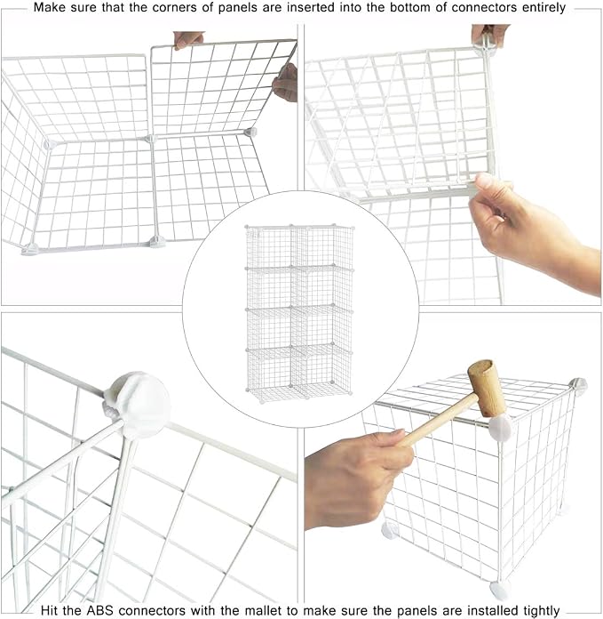 C&AHOME Wire Cube Storage, 8-Cube Organizer Metal C Grids Storage, White | Storage Bins Shelving, Modular Shelves, DIY Closet Cabinet Ideal for Living Room, Home, Office