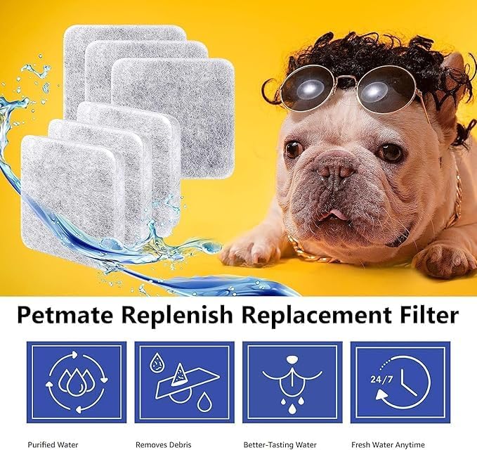 20pack Dog Water Filter Replacement,Dog Water Bowl Dispenser Compatible With Petmate Replendish Mason Automatic Gravity Waterer Bowls,Pet Filters for Water Fountain