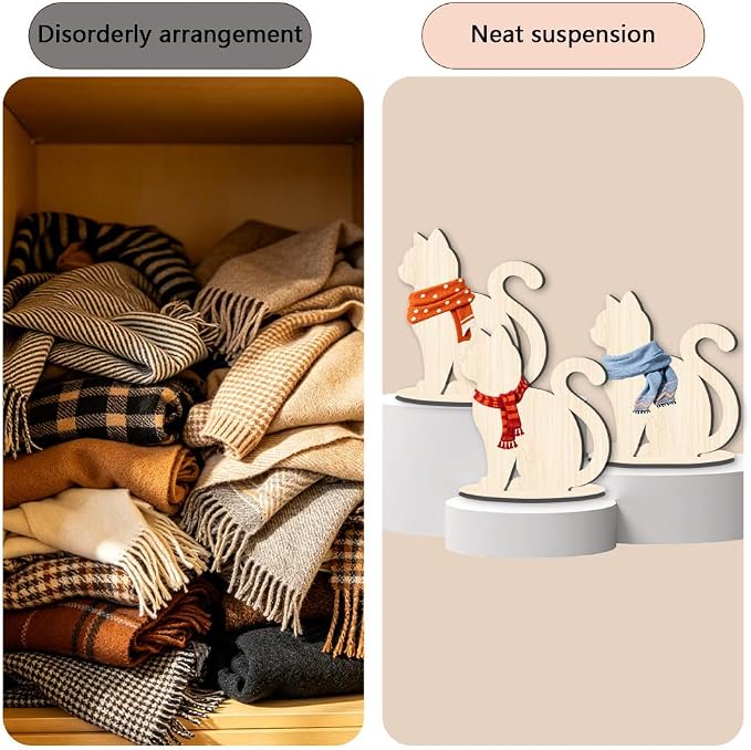 Cat Display Stand for Clothing Scarfs Bandana 11.8 x 10.6 x 0.2 Inch Pet Clothing Display Wooden Cat Silhouette Stand for Pet Stores Shops Window Show Photography Prop Home Decorations