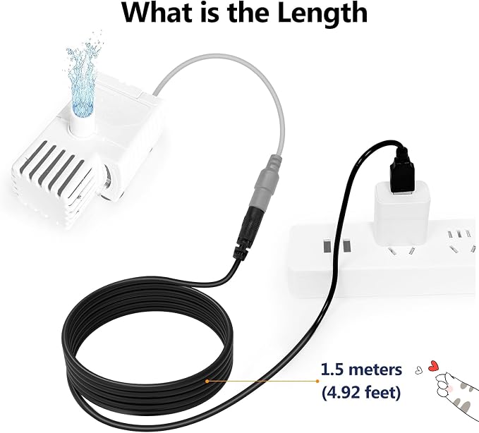 ORSDA Cat Water Fountain Parts Power Cord Replacement ONLY for ORSDA All Pet Fountains D30 / D60 / D36 / D66 - Not for Other Brands Fountain (Power Cord)