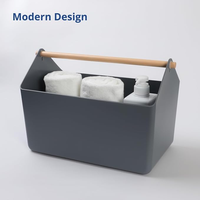 BLUE GINKGO Storage Basket, Large 10.5L, Grey, Made in Korea | Portable. Spacious Storage Bin. Everyday Organization.