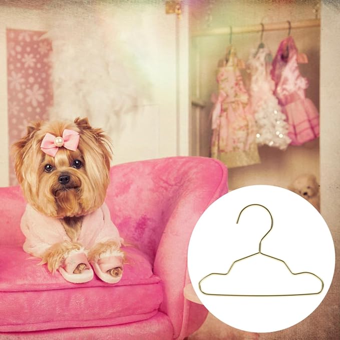 FRCOLOR 40Pcs Dog Clothes Hangers Small Pet Hangers 5.90X4.33 Inch Metal Windproof Anti-Slip Puppy Clothes Racks for Closet Organization