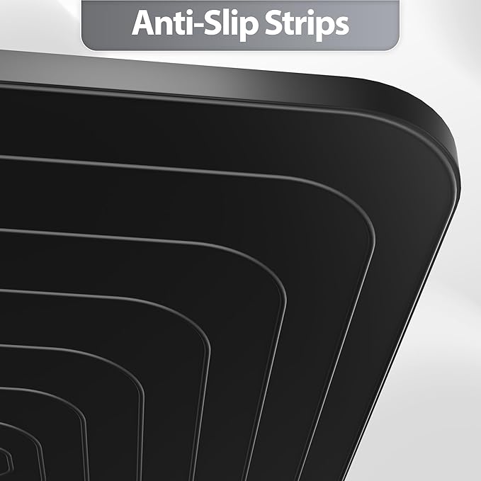 Silicone Dog Food Mat, Waterproof Anti-Slip Pet Feeding Mat with Warped Resistant Raised Edge,Spill-Proof Lip Floor Protection,Dishwasher-Safe Pet Placemat for Dogs & Cats(M 20" x 14" Black)