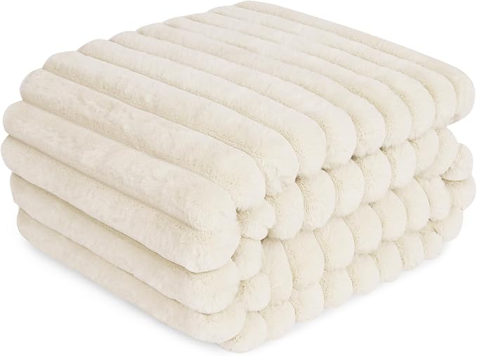 Waterproof Pet Blanket for Large Dogs & Cats - Reversible Calming Plush, Washable Furniture Cover for Couch, Bed, Car Seat, Blocks Leaks, Stains & Pet Fur (Cream, 60"x80")