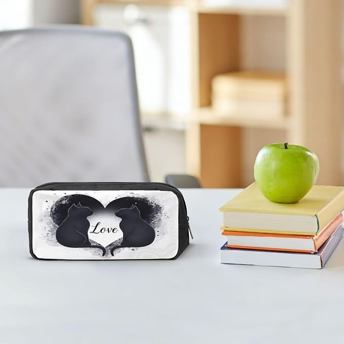 Loving Cats Large Pencil Case, Durable Pen Bag Zipper Organizer Pouch for Office Travel for Women Men